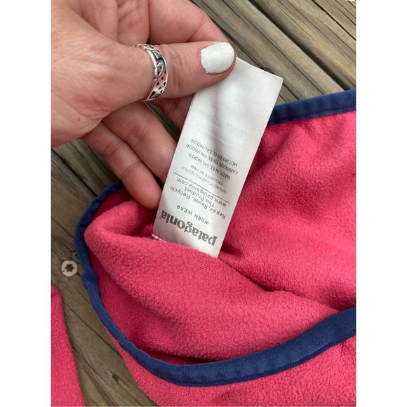 Patagonia Micro D Snap-T Fleece Pink / Blue Trim Pullover Sweatshirt, Size Large - Picture 10 of 16